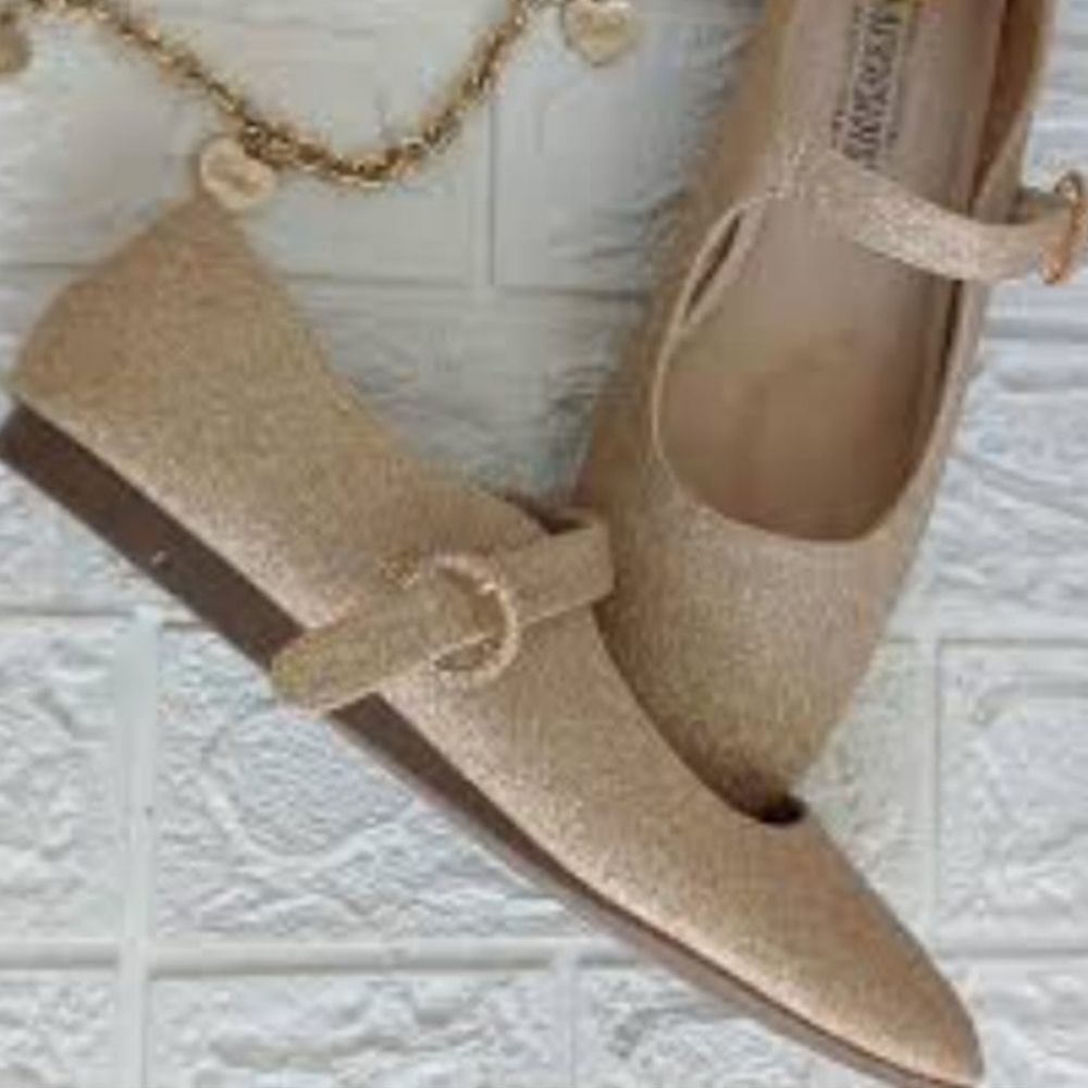 Gold Glitter Mary Jane Flats